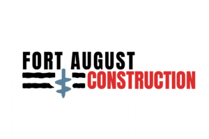 Fort August Construction logo with red lettering and blue helical pier icon representing Colorado foundation repair and helical pier installation services.