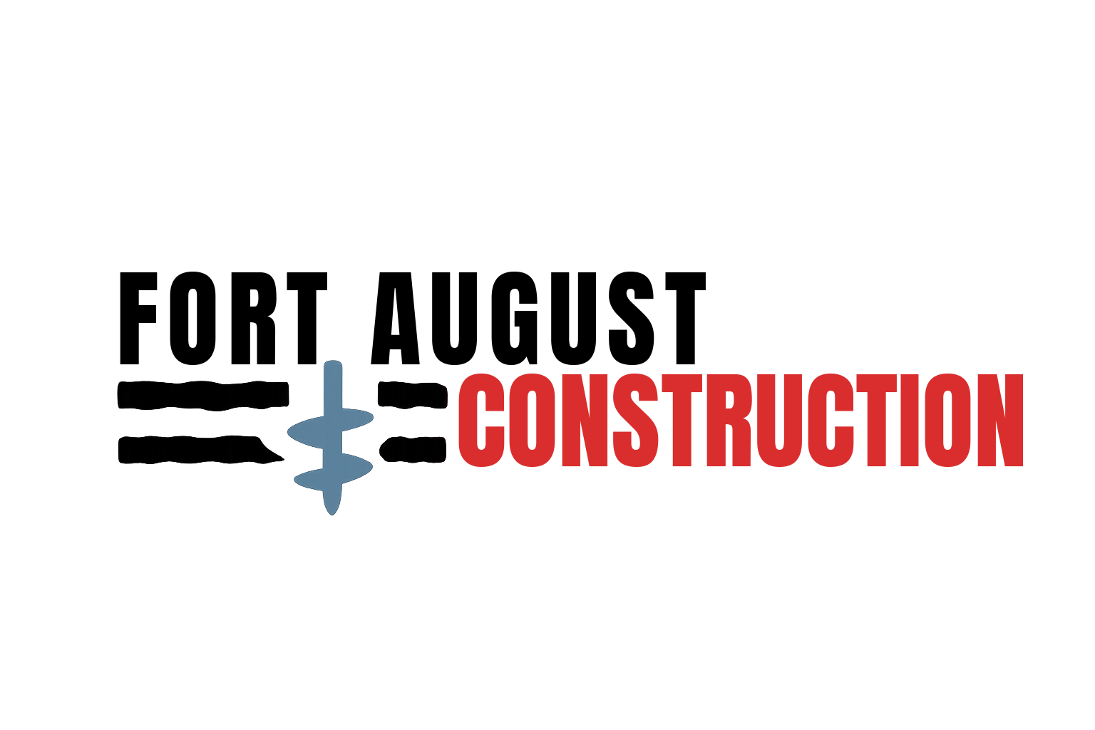 Fort August Construction logo with red lettering and blue helical pier icon representing Colorado foundation repair and helical pier installation services.