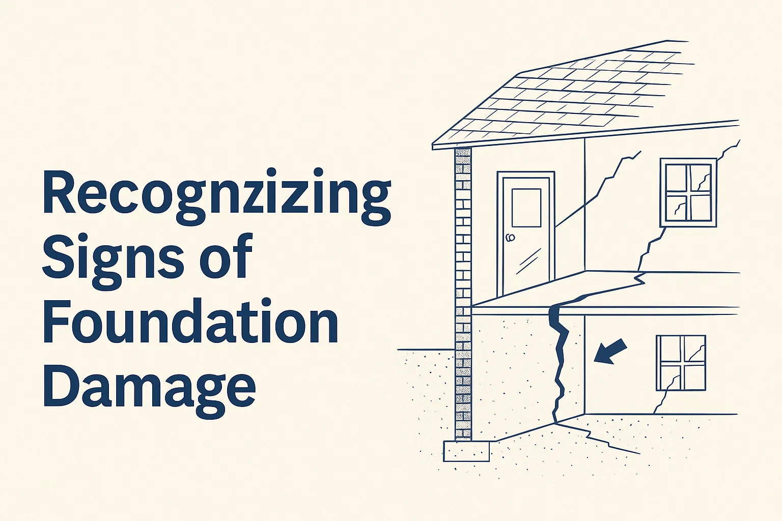 Fort August Construction guide to recognizing signs of foundation damage with illustration of cracked house walls